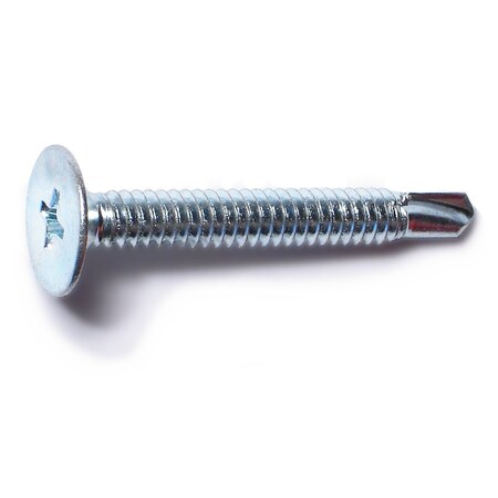 Self-Drilling Screw, #10 X 1-1/2 In, Zinc Plated Steel Wafer Head Phillips Drive, 10 PK